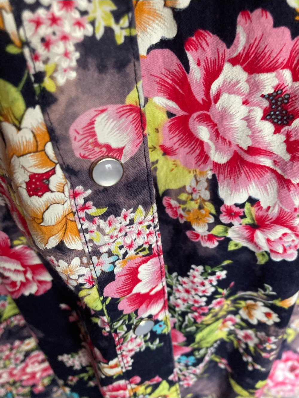 Floral Midi Dress Shirt - Pink & Black - Picture 4 of 9